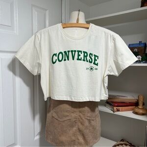 XL Converse Cream and Green Standard Fit Tee
